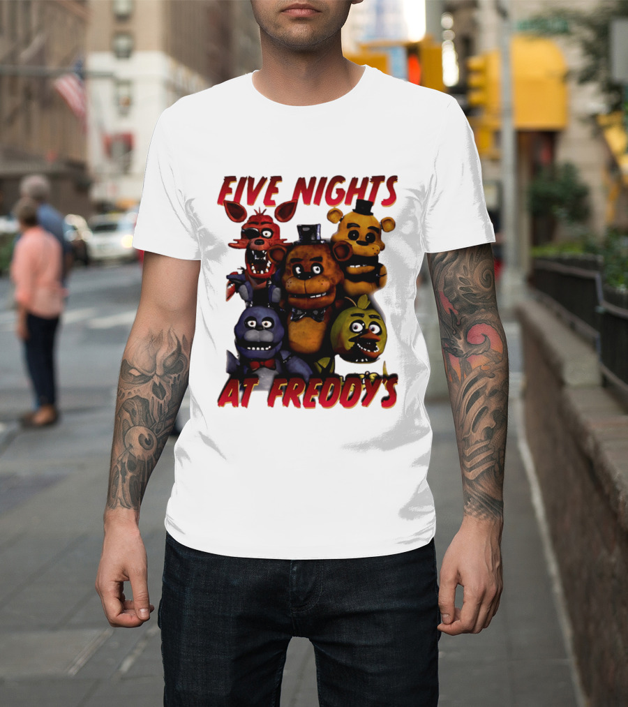Five Nights At Freddy's Cartoon Characters Freddy Bonnie Chica Foxy T-Shirt