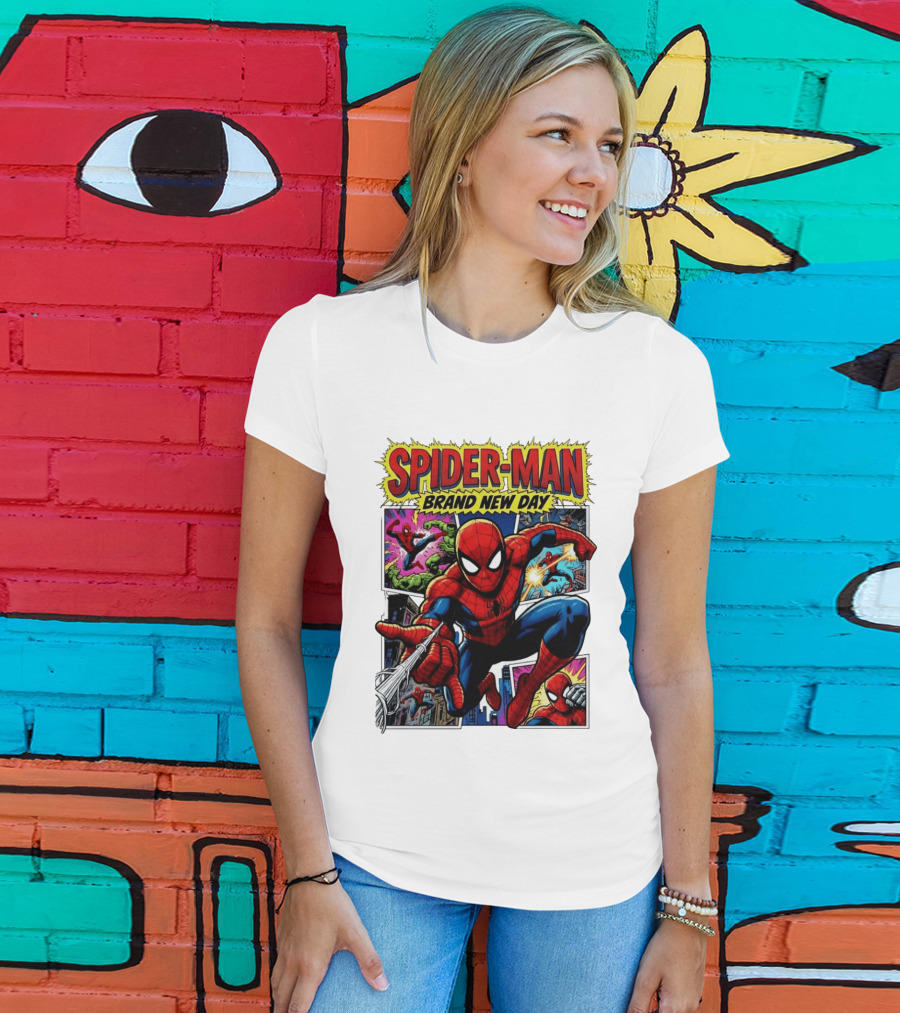 Spider Man Brand New Day Collage Marvel Comic Adventure T-Shirt