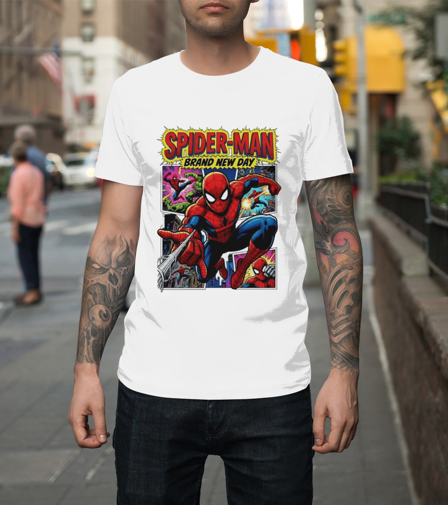 Spider Man Brand New Day Collage Marvel Comic Adventure T-Shirt