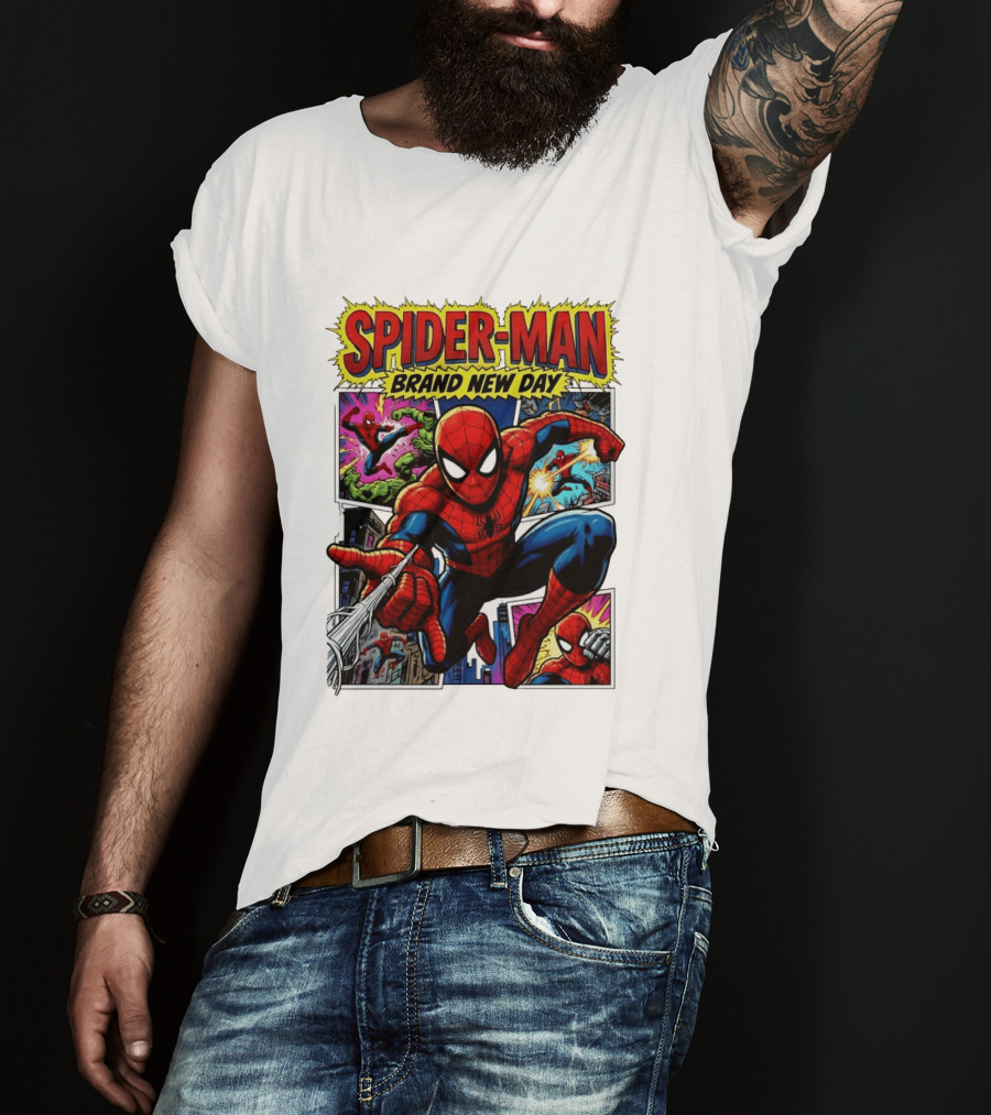 Spider Man Brand New Day Collage Marvel Comic Adventure T-Shirt
