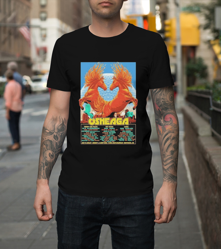 19th Annual Osheaga Music And Arts Festival July 31 To August 2 2026 Headliners Twenty One Pilots Tate McRae Lorde Parc Jean Drapeau Montreal Canada T-Shirt