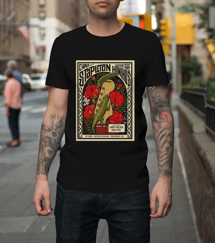 Chris Stapleton Featuring The Honchos Lainey Wilson Allen Stone Cincinnati 2026 Paycor Stadium August 1 T-Shirt