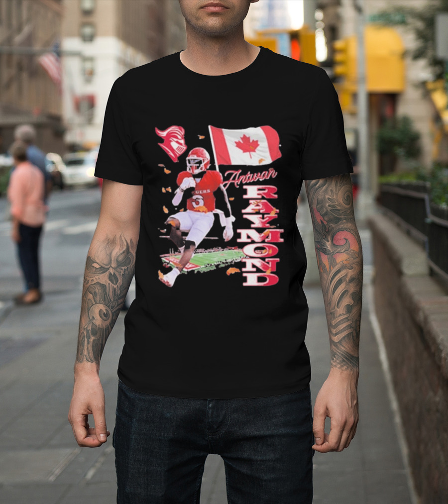 Antwan Raymond Rutgers Scarlet Knights Canadian Flag Football T-Shirt