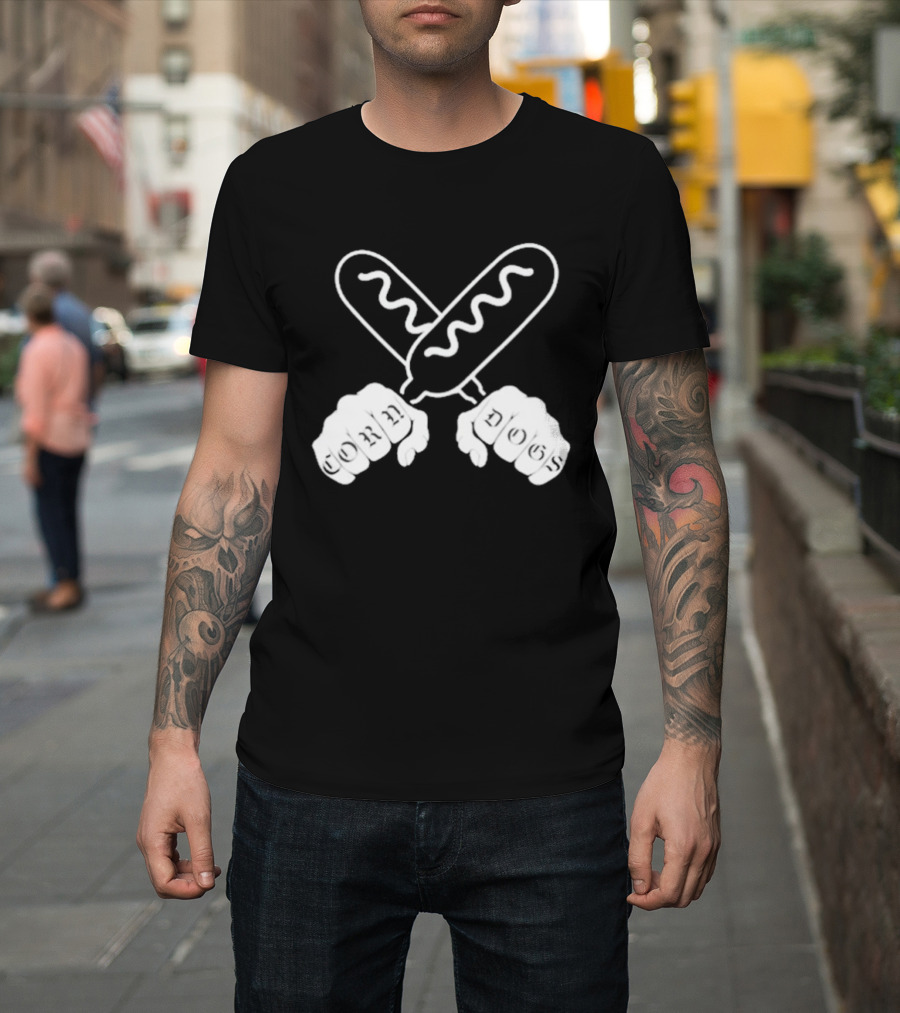 Corndog Knuckles Fun Novelty Design With Crossed Snacks And Fists T-Shirt