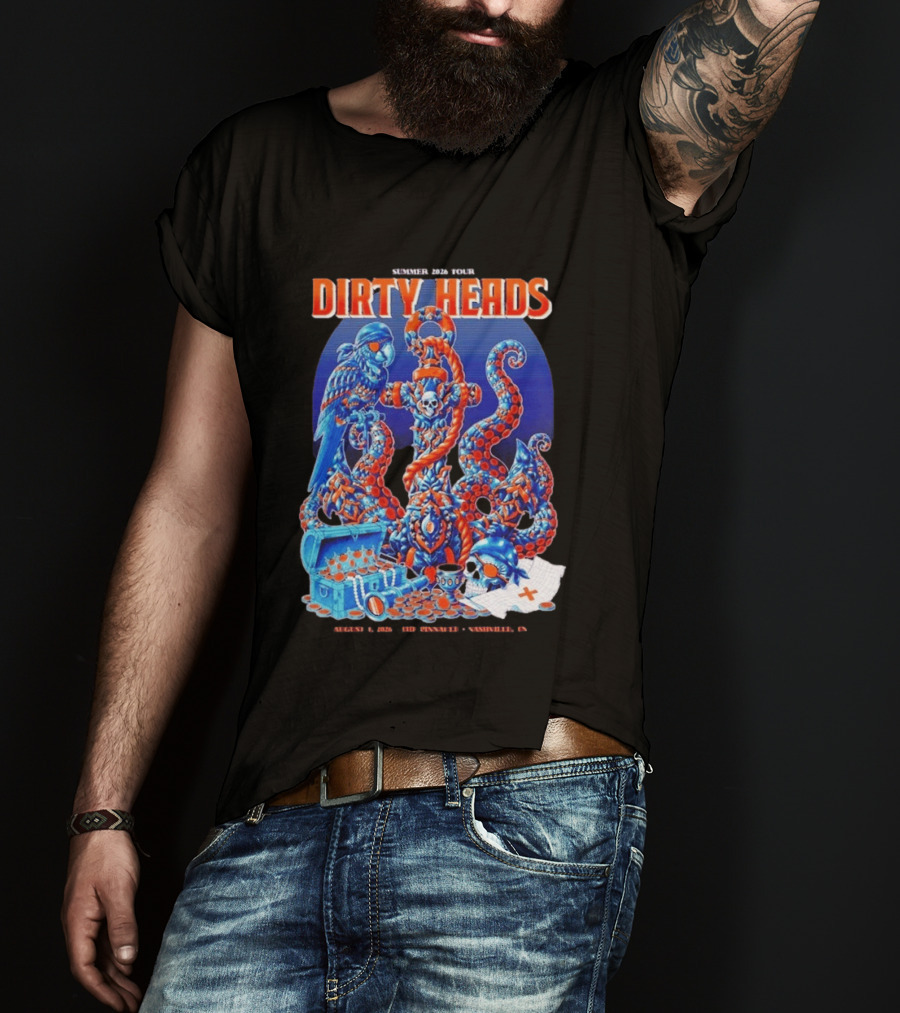 Dirty Heads Summer 2026 Tour Nashville TN August 1 Skeletons And Octopus T-Shirt