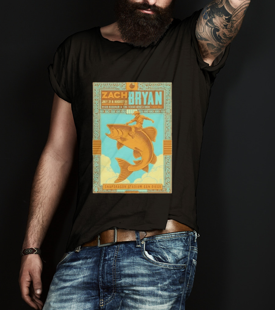 Zach Bryan July 31 August 1 Snapdragon Stadium San Diego Featuring Ryan Bingham The Texas Gentlemen Key Eli 2026 T-Shirt