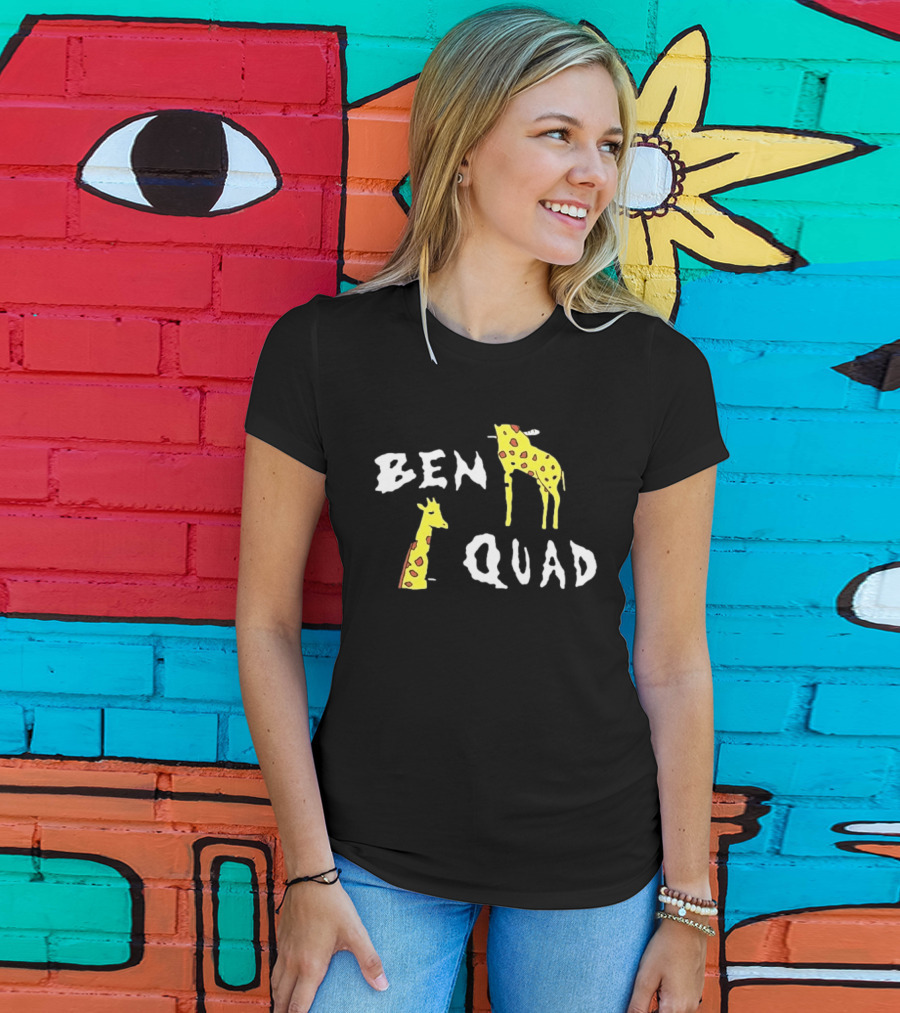 Ben Quad Giraffe Illustration Fun Cartoon T-Shirt
