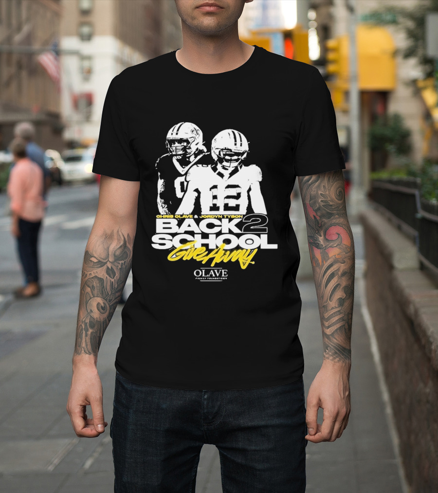 Chris Olave Jordyn Tyson Back 2 School Give Away Olave Connections T-Shirt