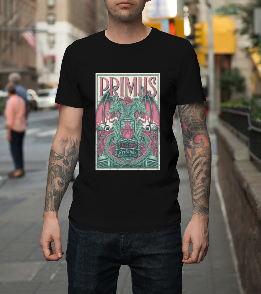 Primus Ljubljana Križanke Concert 3 Aug 2026 Double Dragon T-Shirt