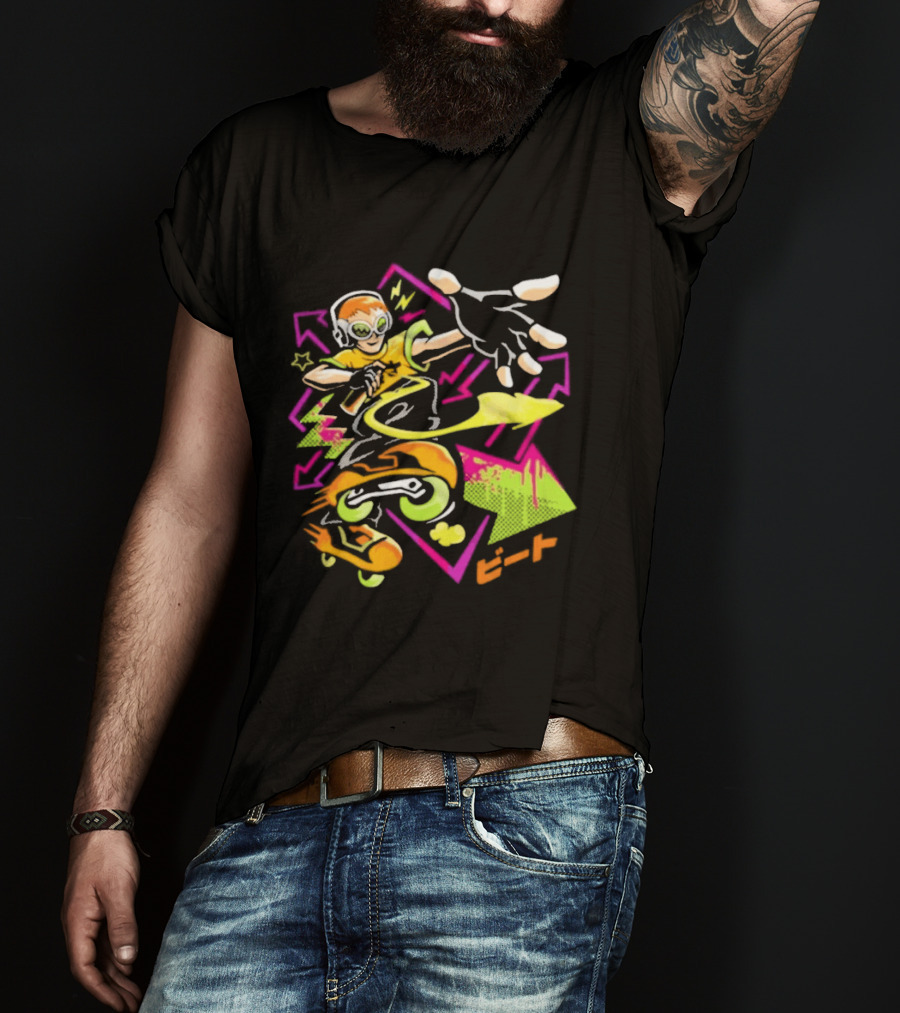 Jet Set Radio Beat Character Keep Rollin Neon Graffiti T-Shirt