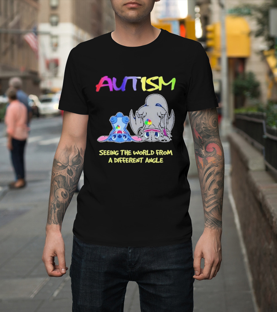 Autism Seeing The World From A Different Angle Toothless Stitch T-Shirt