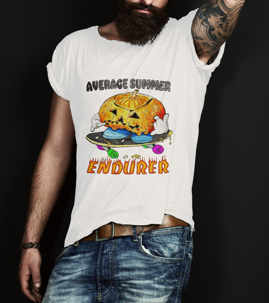 Average Summer Endurer Pumpkin Skater Skateboarding T-Shirt
