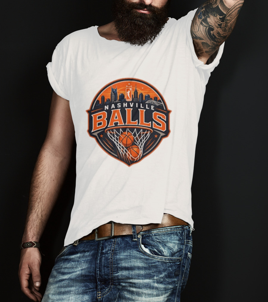 Nashville Balls Skyline Basketball Logo Cityscape T-Shirt