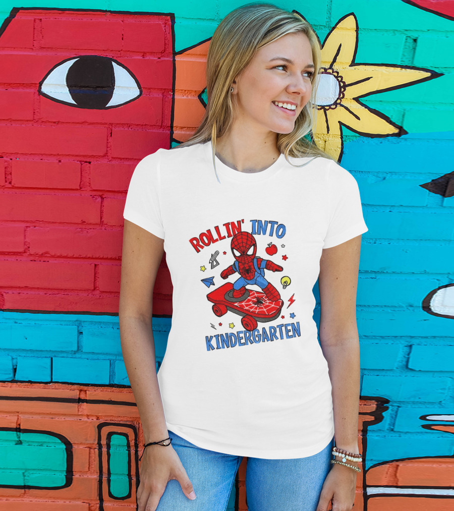 Rollin' Into Kindergarten Spider Man Skateboard Adventure T-Shirt