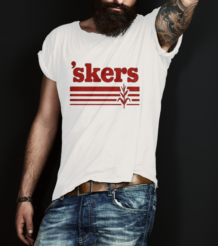 Skers Nebraska Cornhuskers Text Red Lines T-Shirt