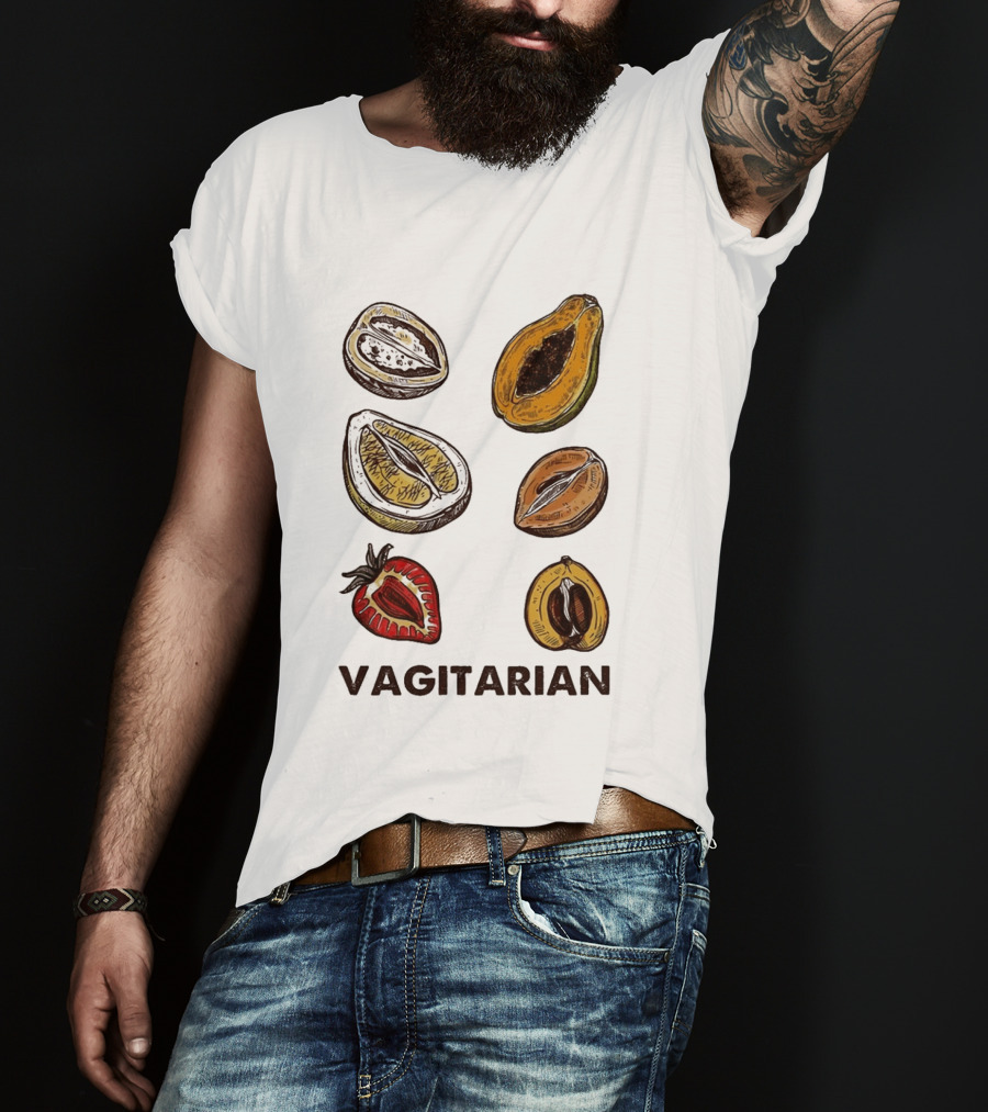 Vagitarian Fruit Humor Strawberry Avocado Papaya Illustrations T-Shirt