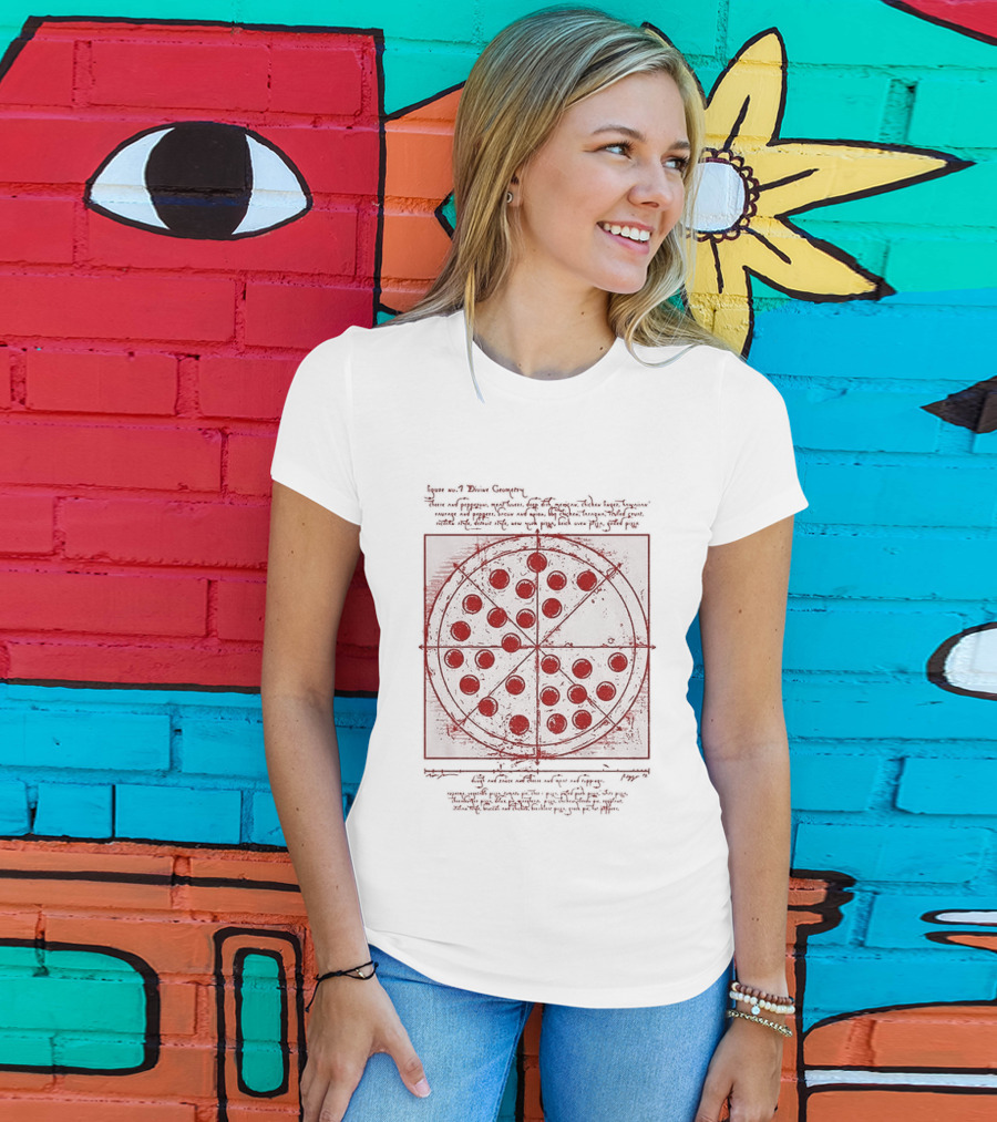 Vitruvian Pizza Leonardo Da Vinci Spider Tom Movie Pizza Drawing T-Shirt
