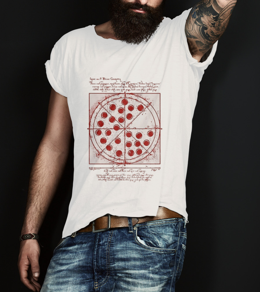 Vitruvian Pizza Leonardo Da Vinci Spider Tom Movie Pizza Drawing T-Shirt