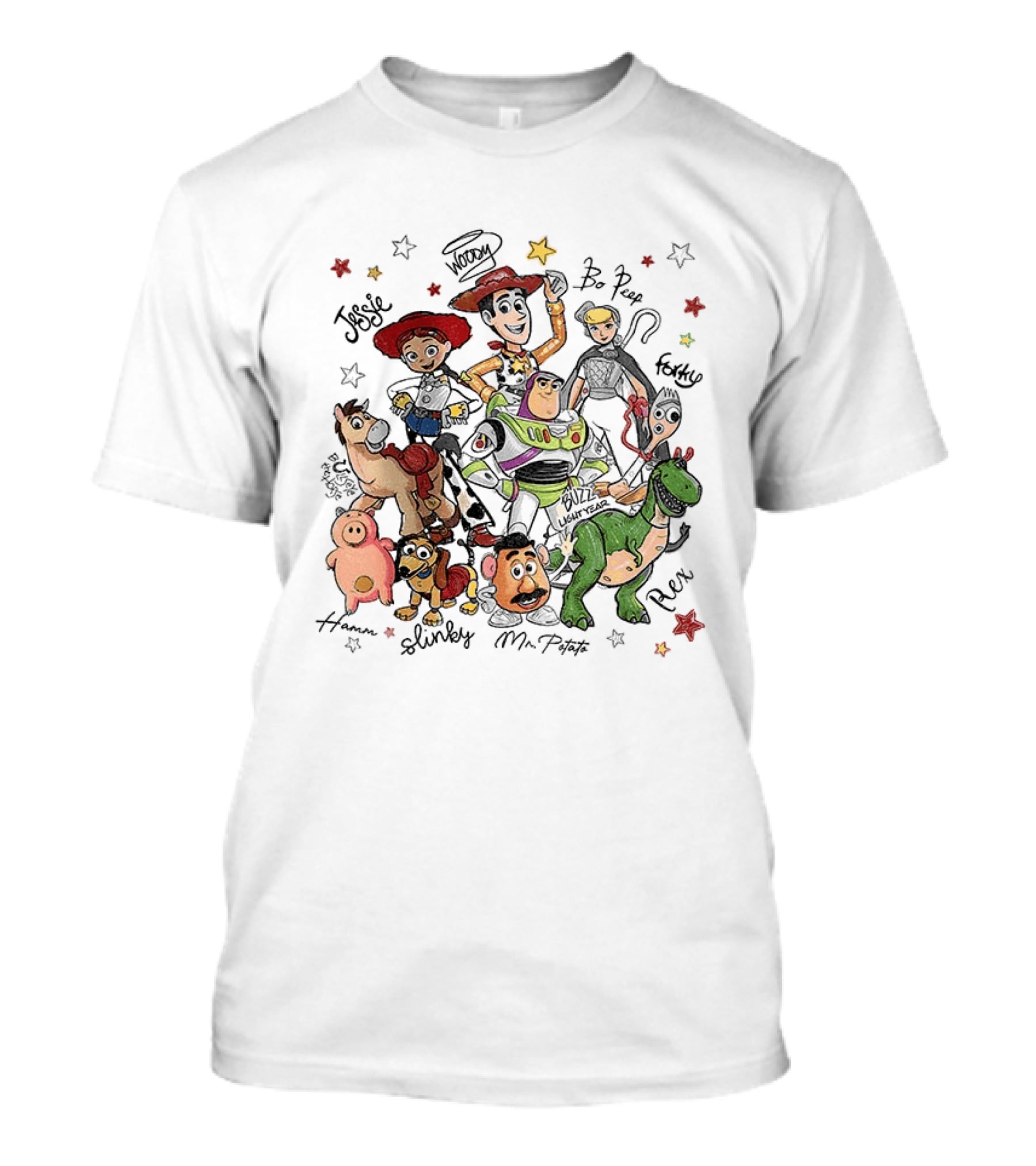 Woody Buzz Lightyear Jessie Bo Peep Forky Toy Story Disneyland Family Hamm Slinky Mr Potato Rex T-Shirt