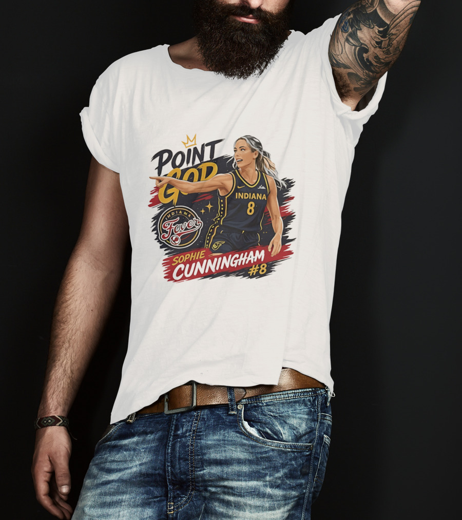 Sophie Cunningham Point God Number 8 Indiana Fever Basketball T-Shirt