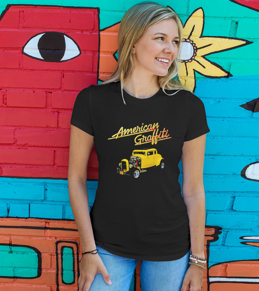 American Graffiti Yellow Deuce Coupe Hot Rod Car T-Shirt