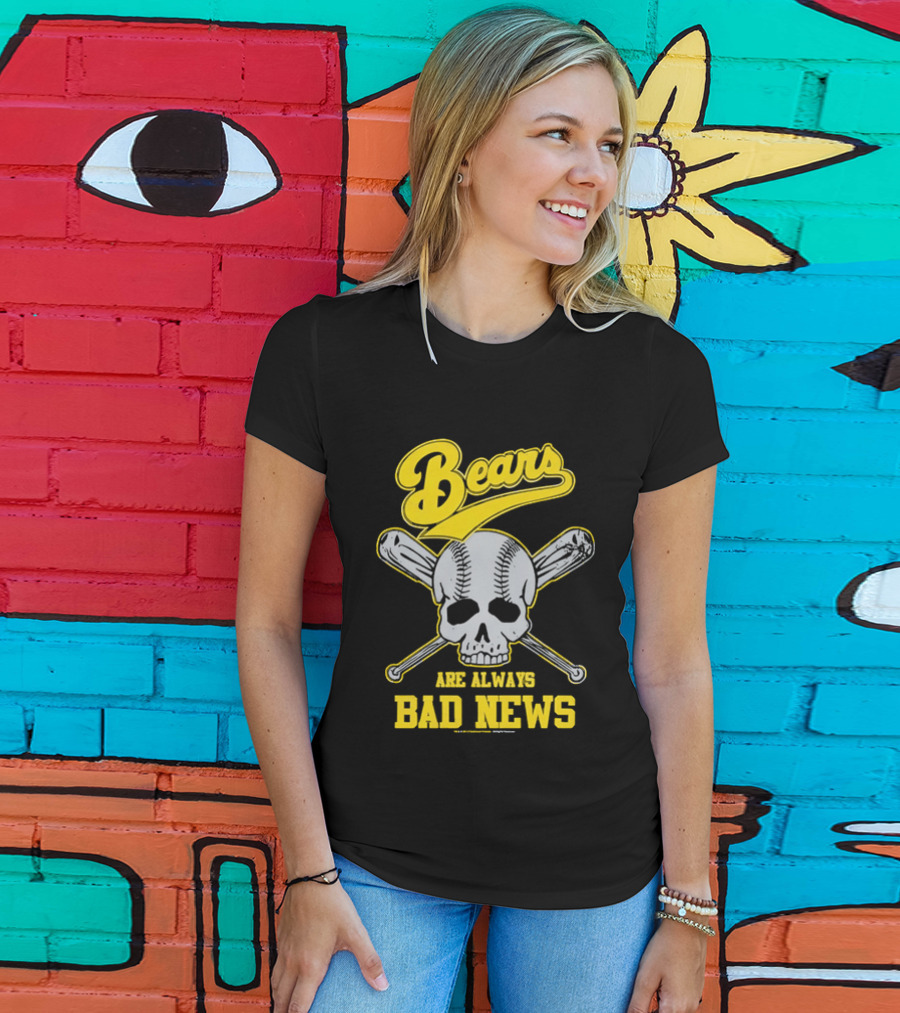 Bears Are Always Bad News Baseball Skull Crossed Bats T-Shirt