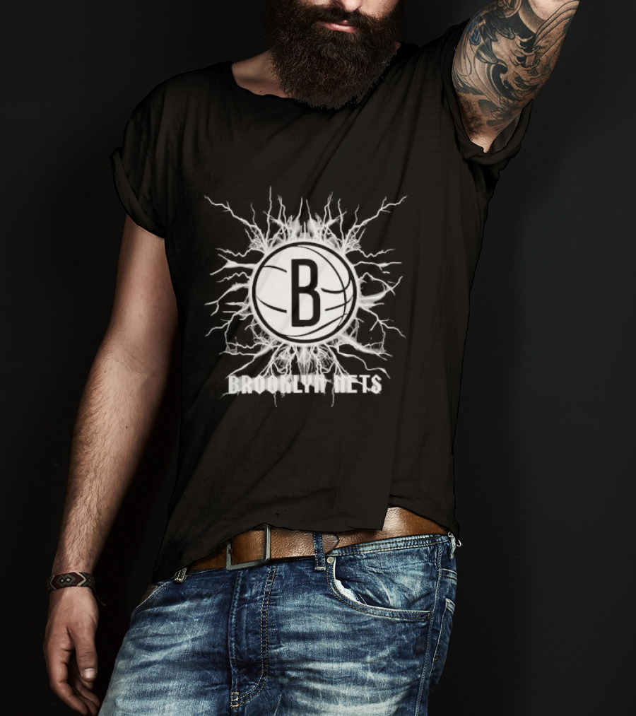Brooklyn Nets B Lightning Basketball Burst T-Shirt