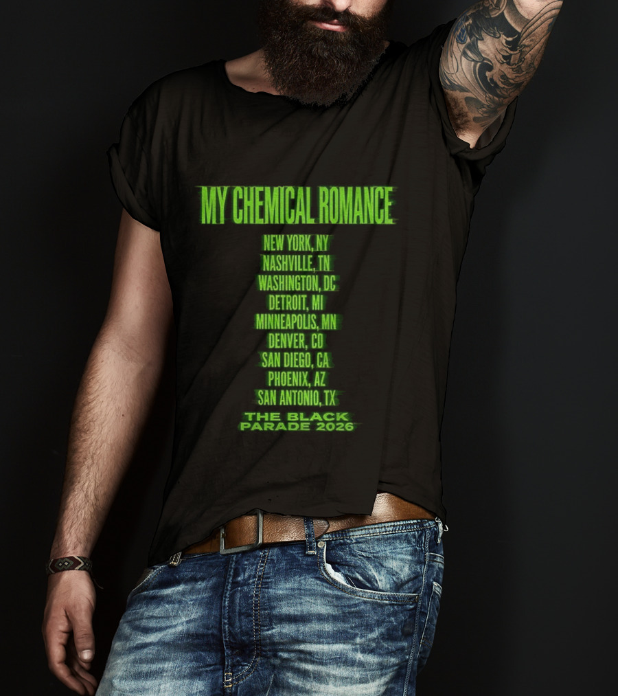 My Chemical Romance The Black Parade 2026 New York City Nashville Washington Detroit Minneapolis Denver San Diego Phoenix San Antonio Tour Dates T-Shirt