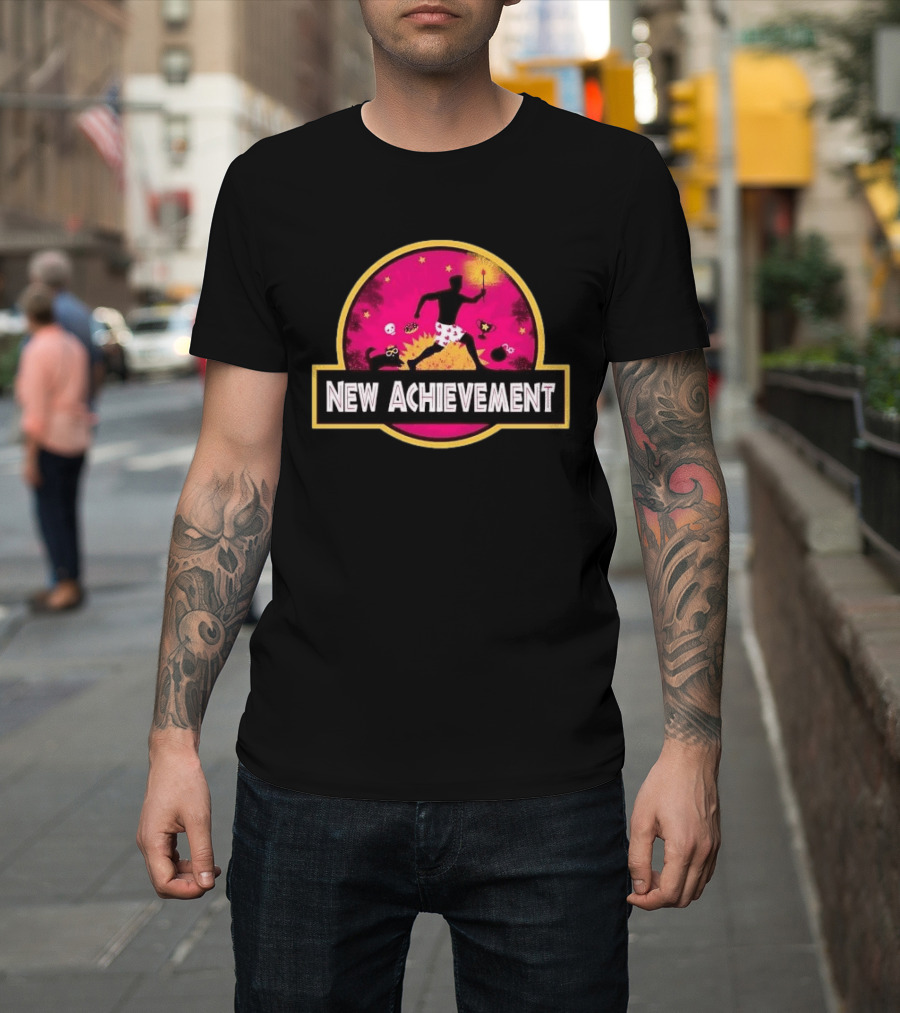 New Achievement Running Man Heart Boxers Torch Jurassic T-Shirt