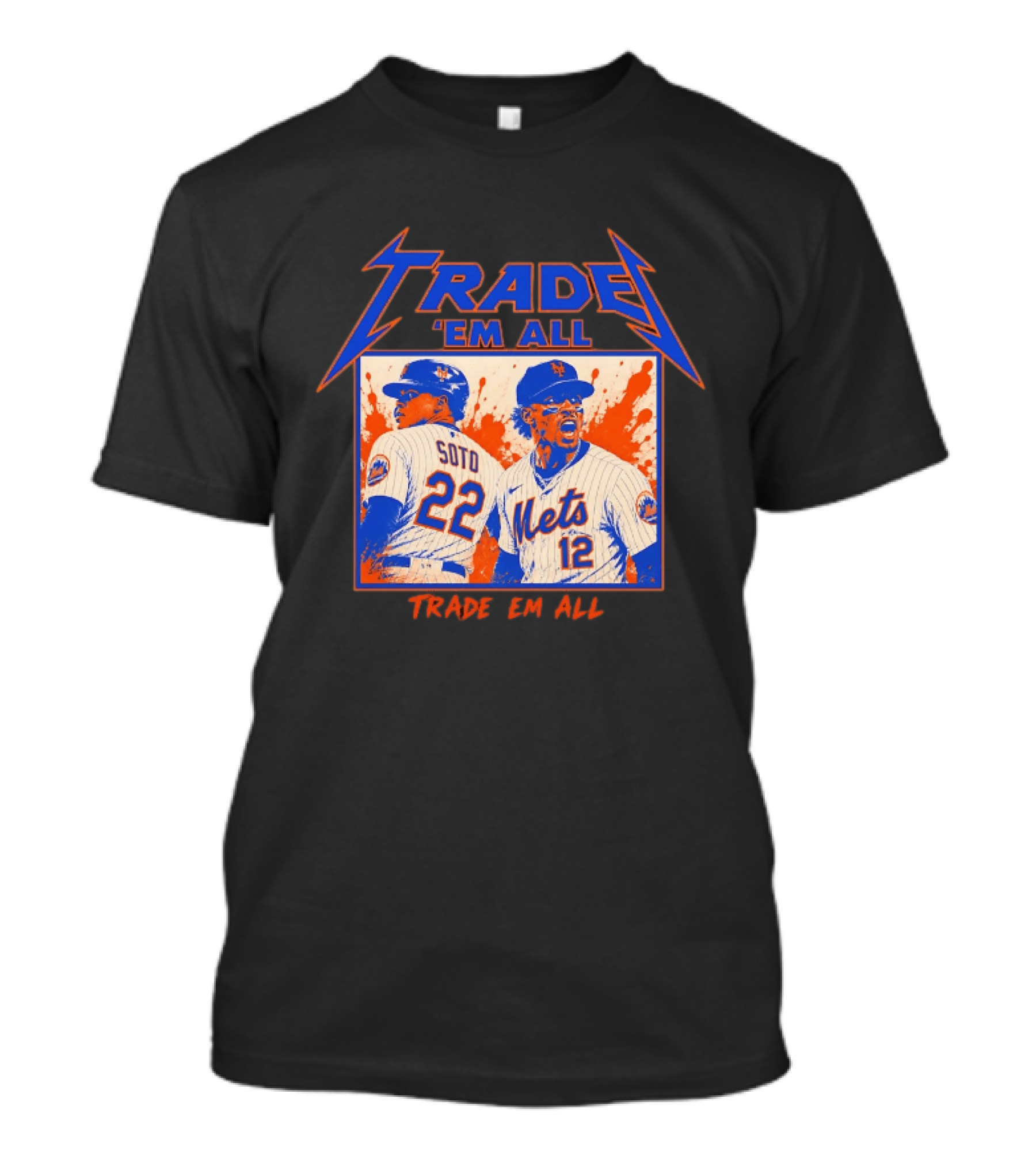 New York Mets Trade Em All Soto Heavy Metal Splatter Player Photos T-Shirt