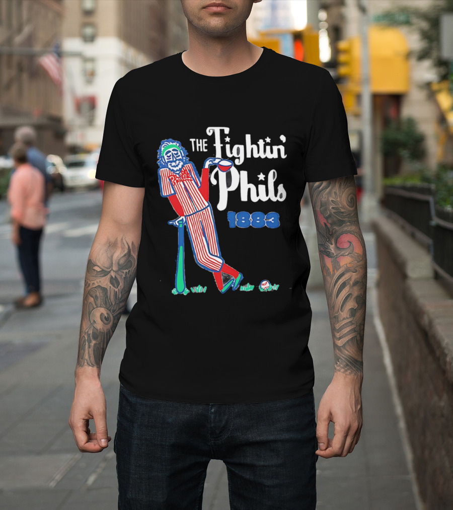 Phillies The Fightin' Phils 1883 Vintage Baseball Character With Bat And Ball T-Shirt