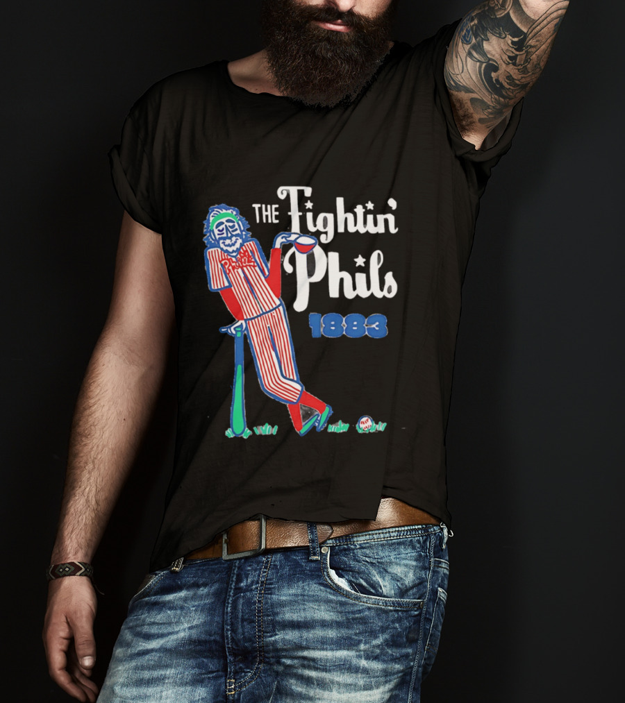 Phillies The Fightin' Phils 1883 Vintage Baseball Character With Bat And Ball T-Shirt