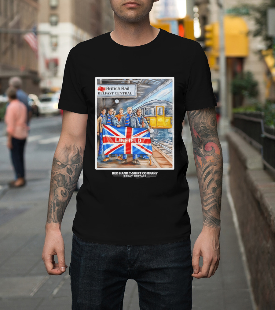 British Rail Belfast Central Linfield UK Flag T-Shirt