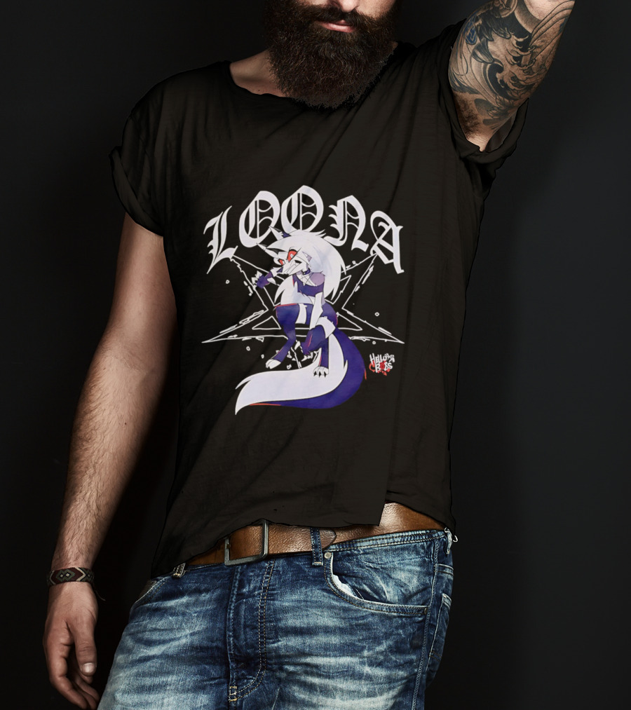 Loona Helluva Boss Demon Character With Stylized White Text And Pentagram T-Shirt