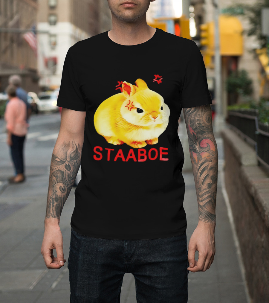 Staaboe Angry Fluffy Yellow Rabbit Red Marks T-Shirt