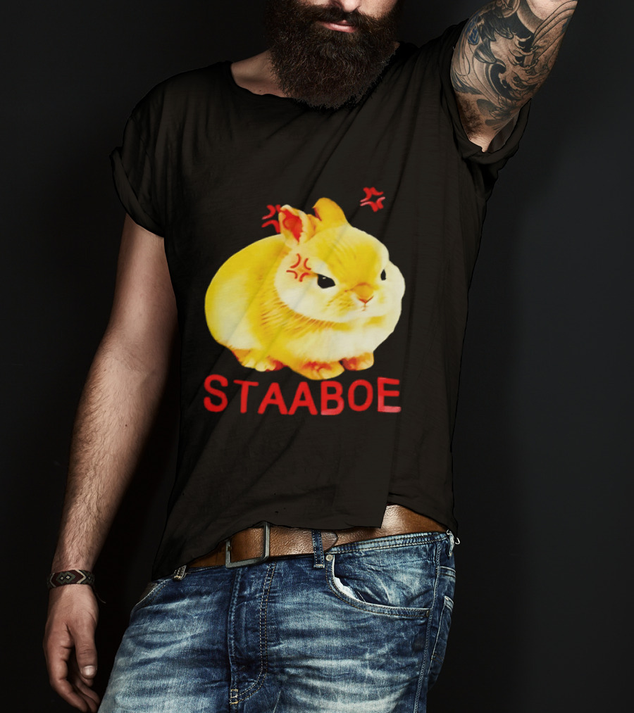 Staaboe Angry Fluffy Yellow Rabbit Red Marks T-Shirt