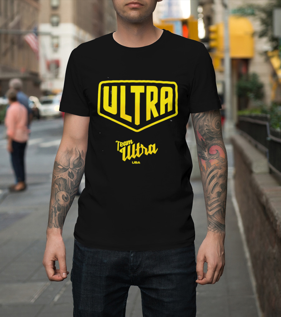 Team Ultra USA Yellow Black Shield Crest Ultra USA T-Shirt