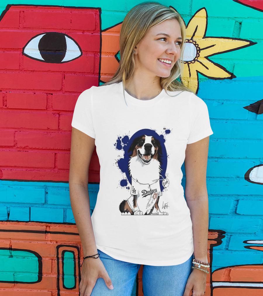 Los Angeles Dodgers MLB Kygo Cartoon Australian Shepherd Dog Paint Splatter T-Shirt