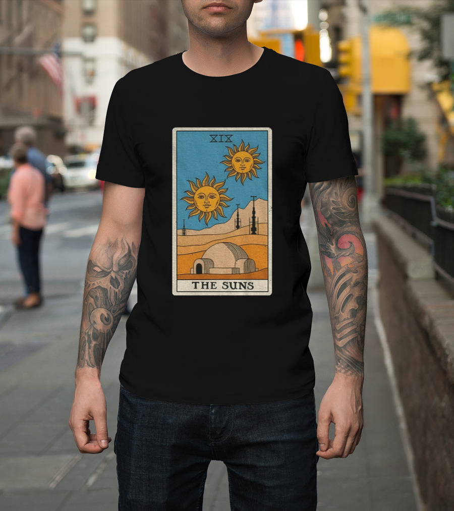 XIX The Suns Twin Suns Tarot Card Star Wars Tatooine Desert Dome T-Shirt