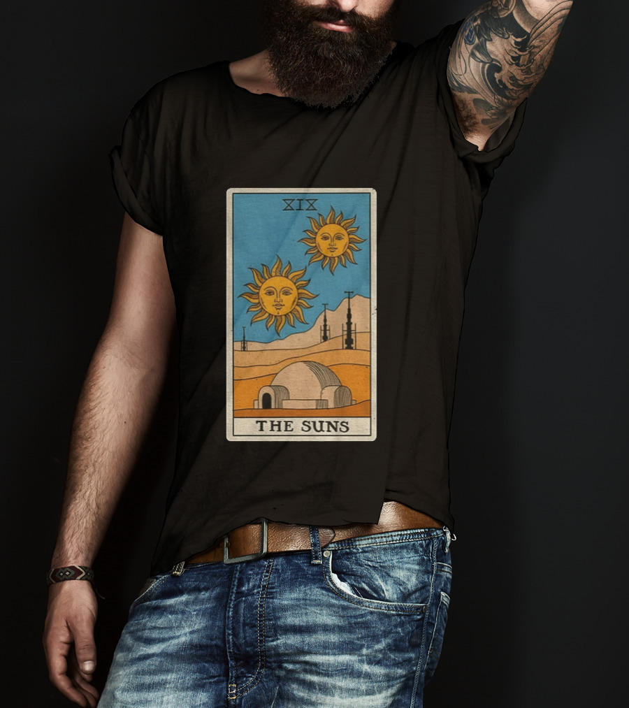 XIX The Suns Twin Suns Tarot Card Star Wars Tatooine Desert Dome T-Shirt
