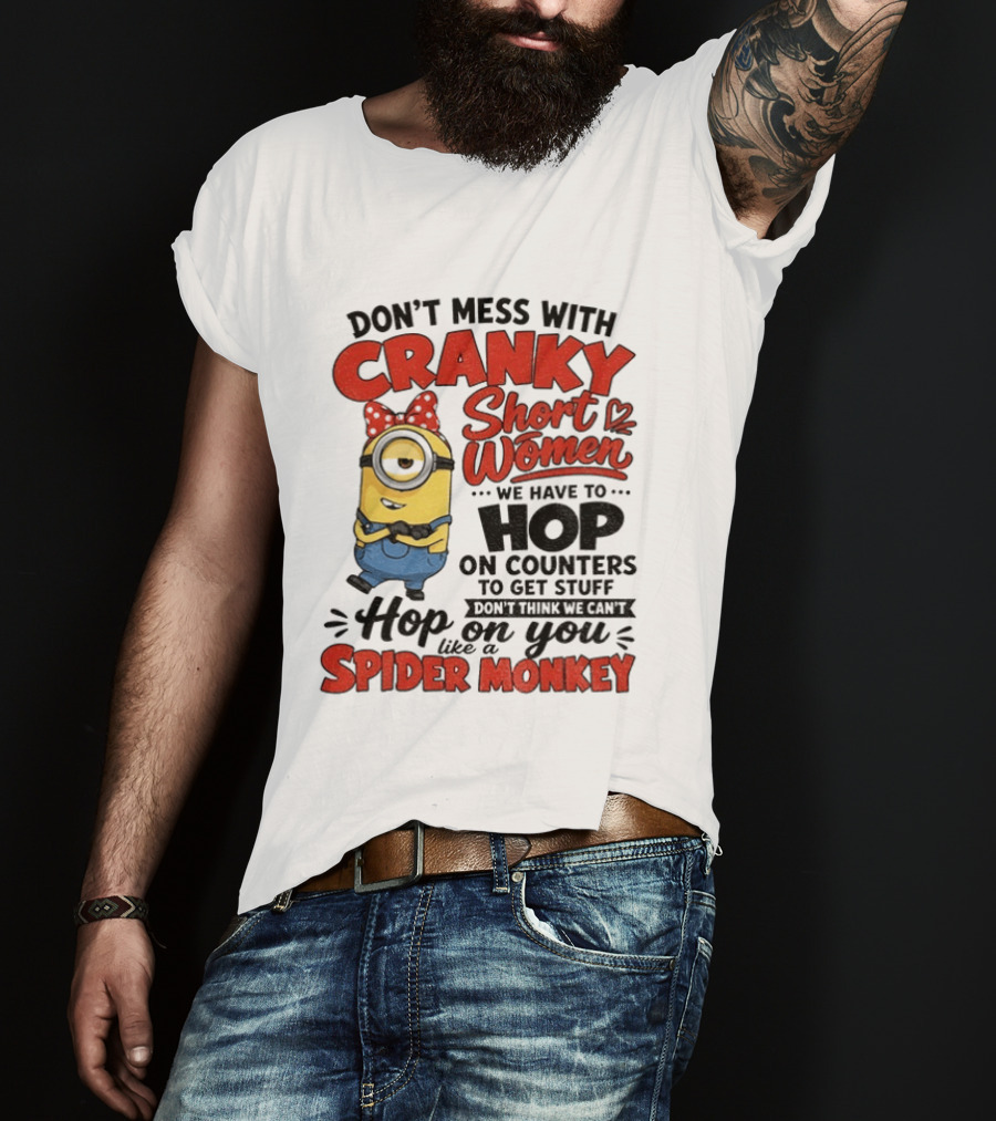 Minion Cranky Short Women Hop On Counters Spider Monkey T-Shirt