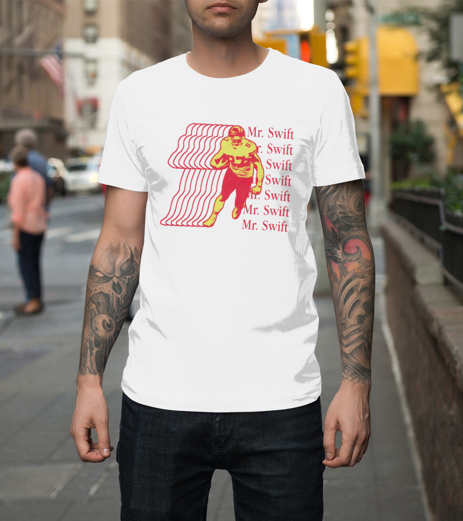 Mr. Swift Travis Kelce Football Player Graphic With Psychedelic Wave T-Shirt