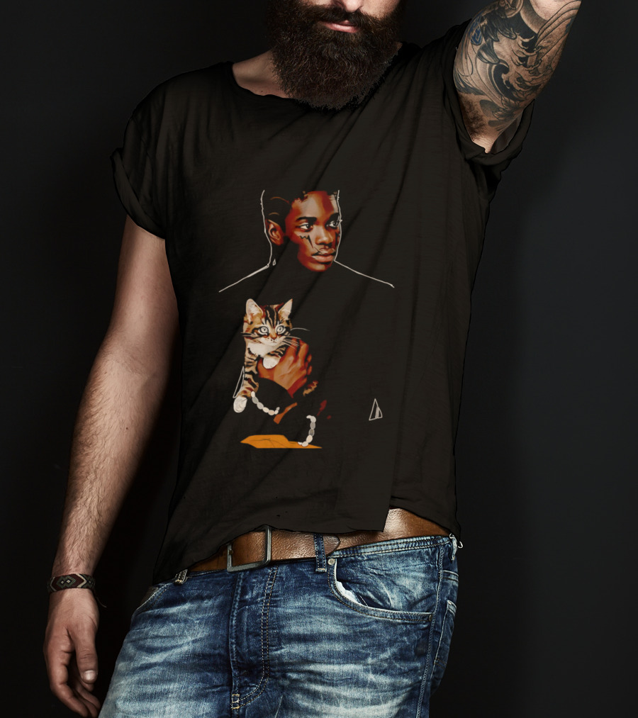 Young Man Holding A Tabby Cat Painting T-Shirt