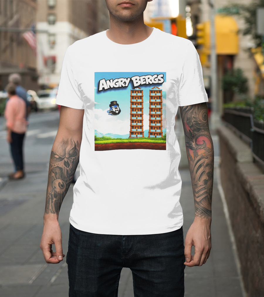 Angry Bergs Funny Parody Building Smash блоки Stack Game T-Shirt