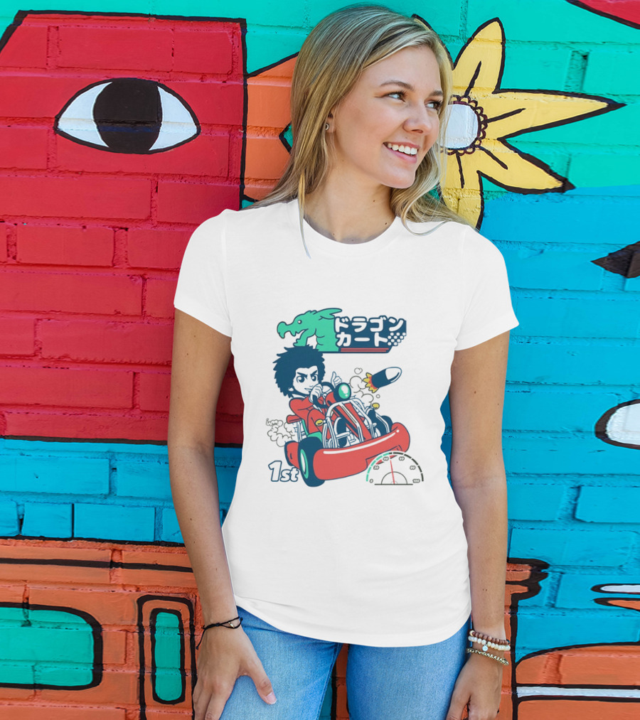 Dragon Kart Japanese Afro Racer 1st Place Red Vehicle Rocket Gauge T-Shirt