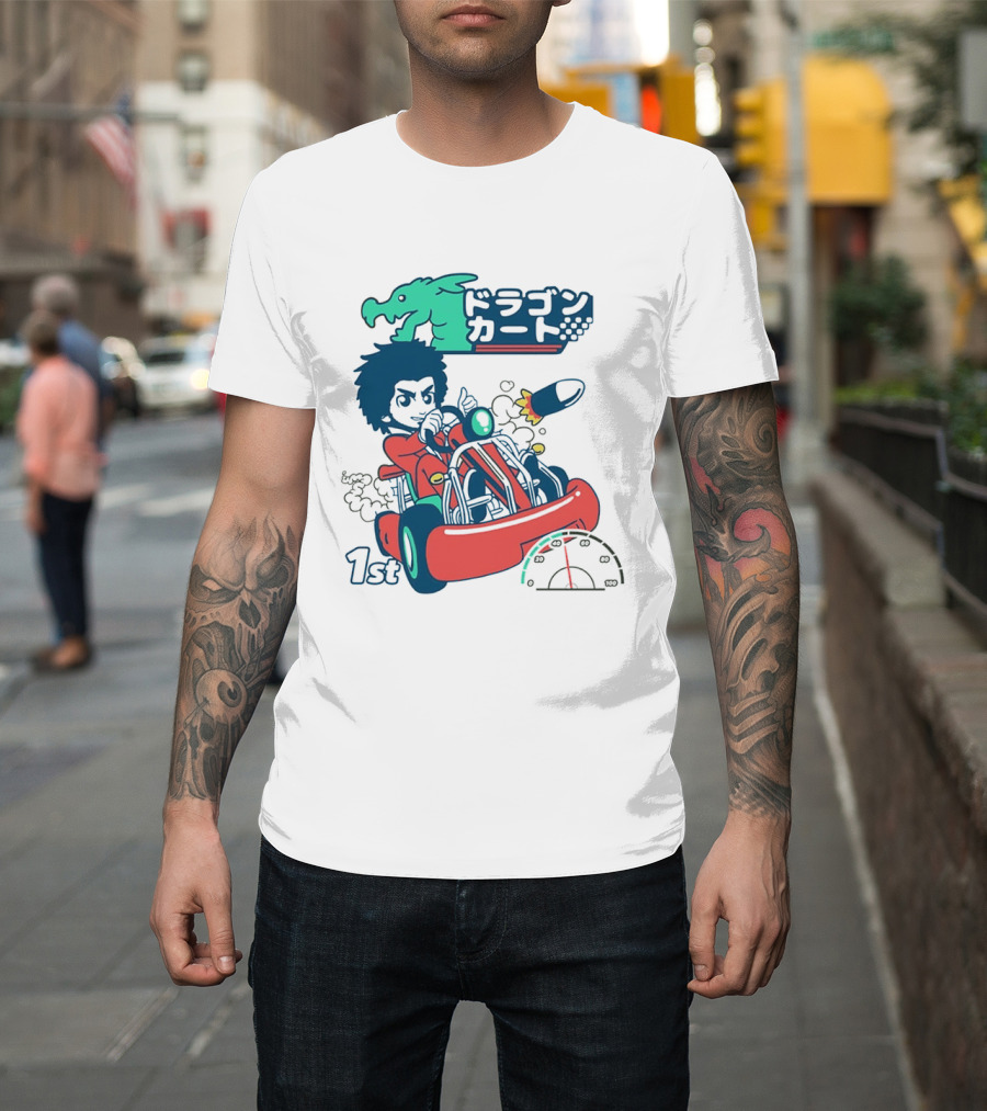 Dragon Kart Japanese Afro Racer 1st Place Red Vehicle Rocket Gauge T-Shirt