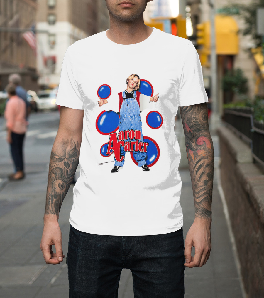Aaron Carter Overalls Blue Red Circles Fashion T-Shirt