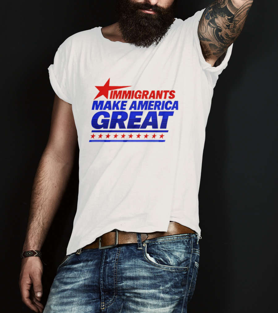 Immigrants Make America Great Red Star Political Message 2026 T-Shirt