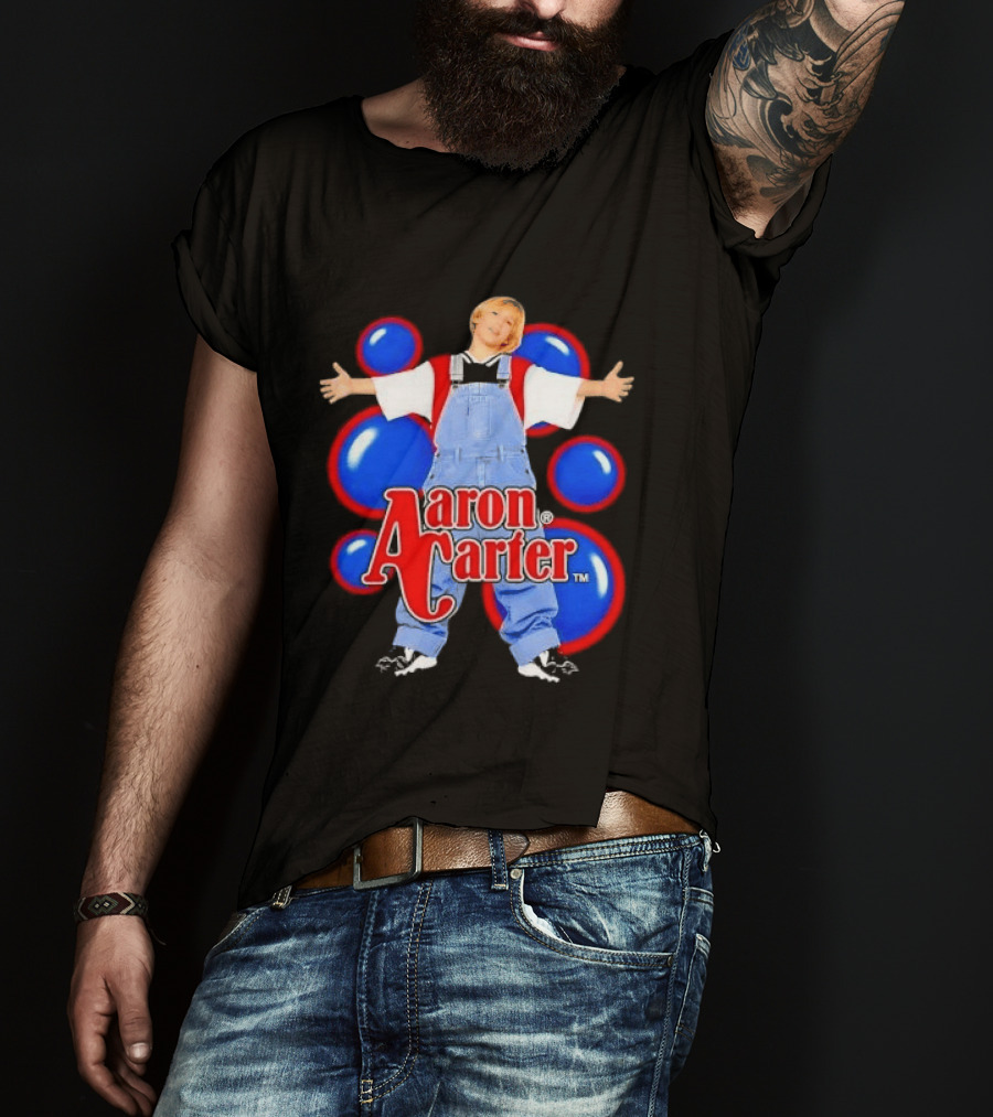 Aaron Carter Denim Overalls Bubbles Photo Bootleg T-Shirt