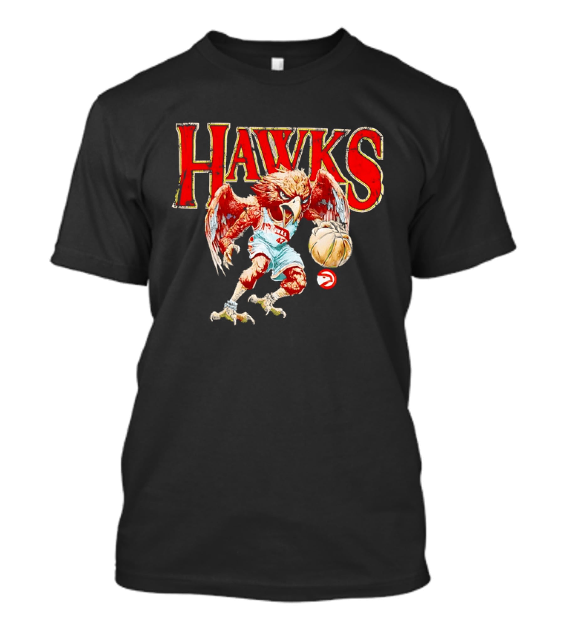 Atlanta Hawks Fierce Dribbling Cartoon Bird In NBA Jersey T-Shirt